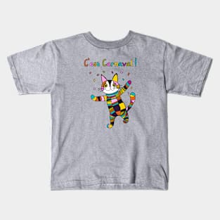 C'est Carnaval! Carnival, Mardi Gras Harlequin Cat Kids T-Shirt